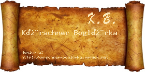 Kürschner Boglárka névjegykártya